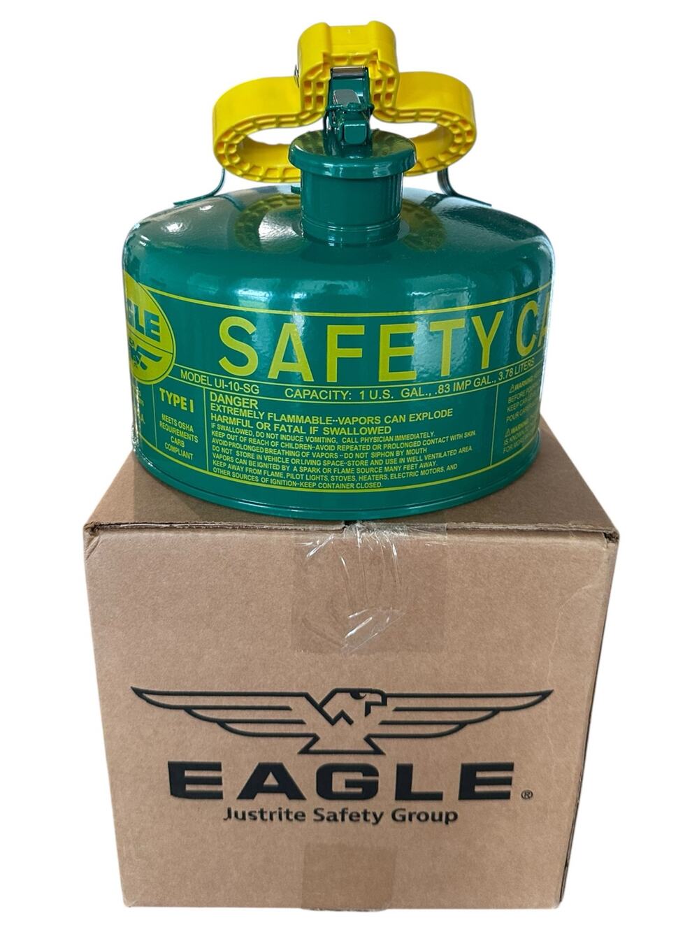 EAGLE Type I Safety Can: For Use With Oil, 1 gal, Powder Coated Steel, Green New